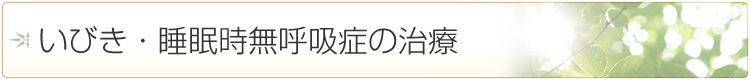 いびき・睡眠時無呼吸症の治療